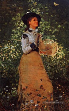  peint - La fille aux papillons réalisme peintre Winslow Homer
